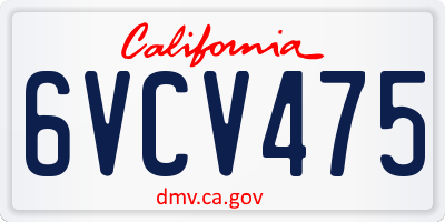 CA license plate 6VCV475