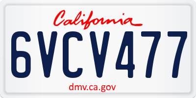 CA license plate 6VCV477