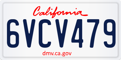 CA license plate 6VCV479