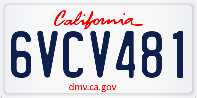 CA license plate 6VCV481