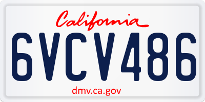 CA license plate 6VCV486