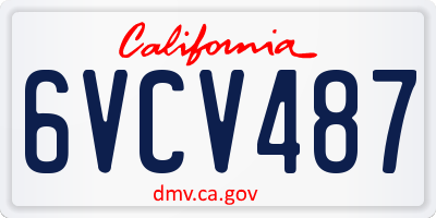 CA license plate 6VCV487