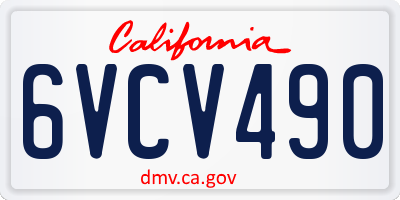 CA license plate 6VCV490
