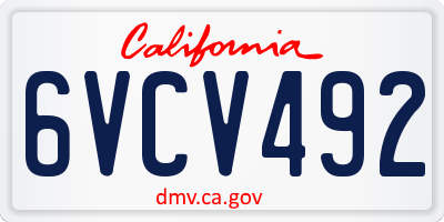 CA license plate 6VCV492