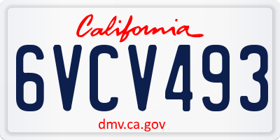 CA license plate 6VCV493