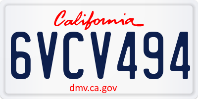 CA license plate 6VCV494