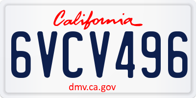 CA license plate 6VCV496