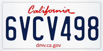 CA license plate 6VCV498