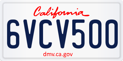 CA license plate 6VCV500