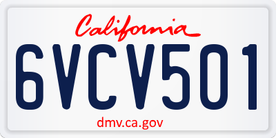 CA license plate 6VCV501