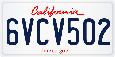 CA license plate 6VCV502