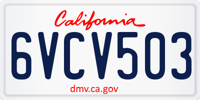 CA license plate 6VCV503