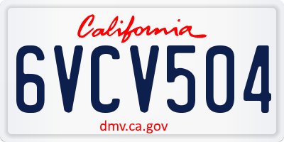 CA license plate 6VCV504