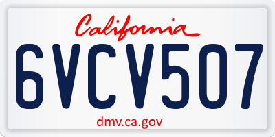 CA license plate 6VCV507