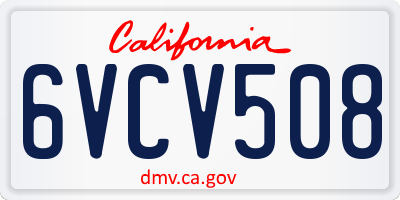CA license plate 6VCV508