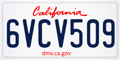 CA license plate 6VCV509
