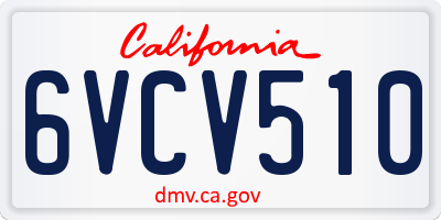 CA license plate 6VCV510