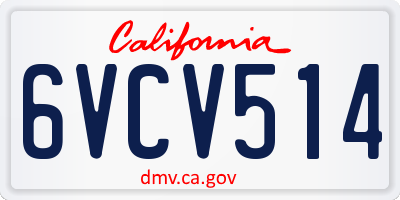 CA license plate 6VCV514