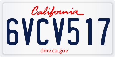 CA license plate 6VCV517