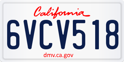 CA license plate 6VCV518