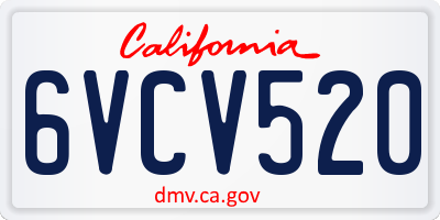 CA license plate 6VCV520