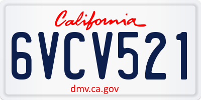 CA license plate 6VCV521