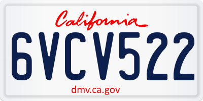 CA license plate 6VCV522