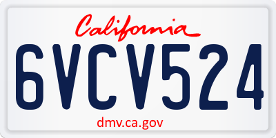 CA license plate 6VCV524