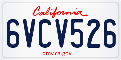 CA license plate 6VCV526