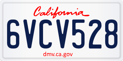 CA license plate 6VCV528