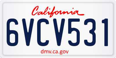 CA license plate 6VCV531