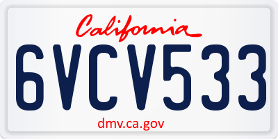 CA license plate 6VCV533