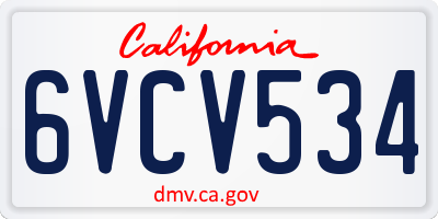 CA license plate 6VCV534