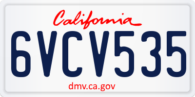 CA license plate 6VCV535