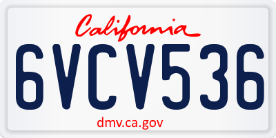 CA license plate 6VCV536