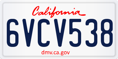 CA license plate 6VCV538