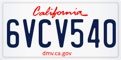 CA license plate 6VCV540