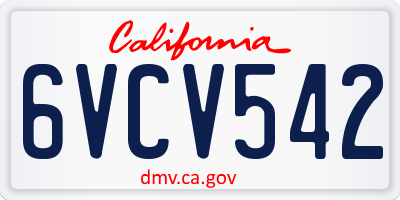 CA license plate 6VCV542