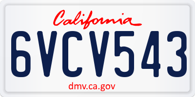 CA license plate 6VCV543