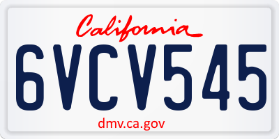 CA license plate 6VCV545