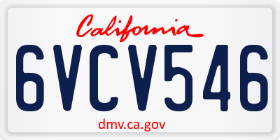 CA license plate 6VCV546