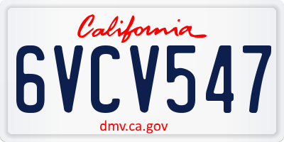 CA license plate 6VCV547
