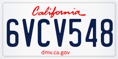 CA license plate 6VCV548