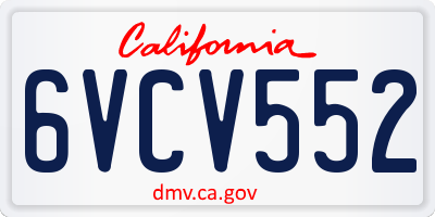 CA license plate 6VCV552