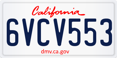 CA license plate 6VCV553