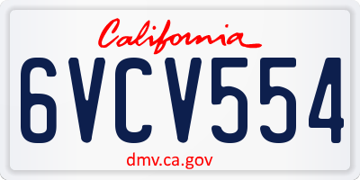CA license plate 6VCV554