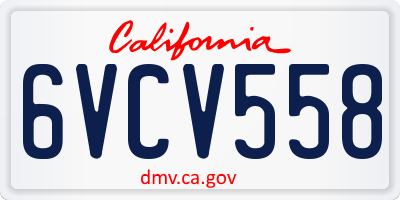 CA license plate 6VCV558