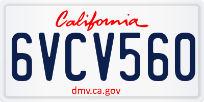CA license plate 6VCV560
