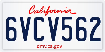 CA license plate 6VCV562