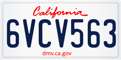 CA license plate 6VCV563